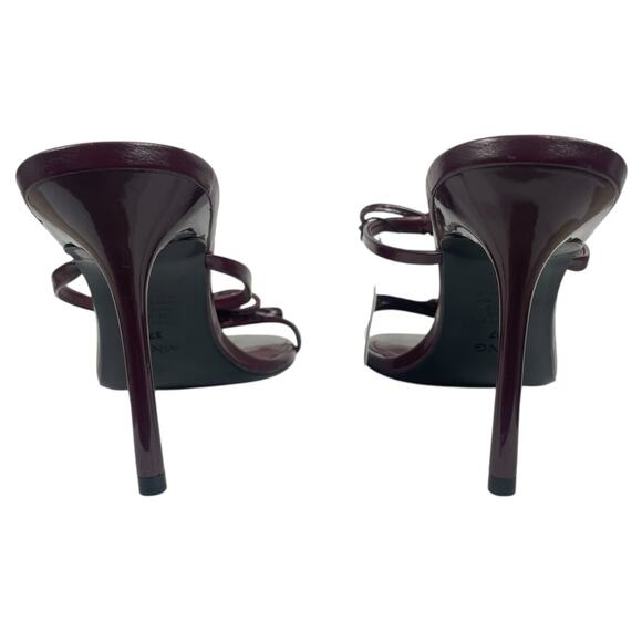 Mango MNG Morla Double Bow Strap Heeled Sandal Burgundy Size 37/ 6.5 - Picture 8 of 13